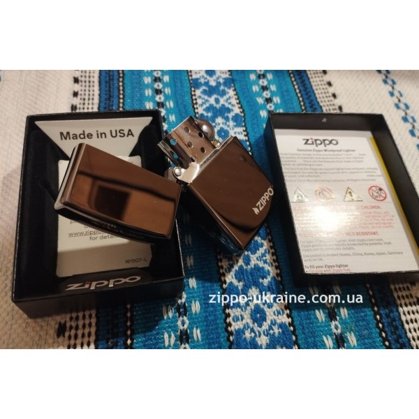  Запальничка Zippo Black Ice з логотипом Zippo 150ZL