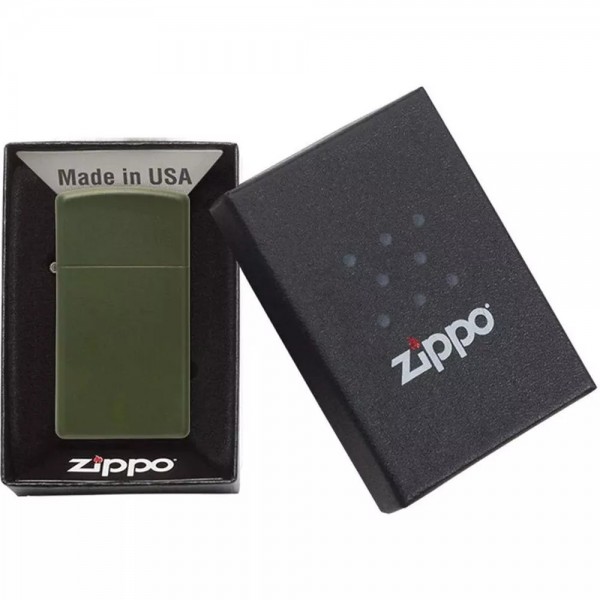 Запальничка бензинова вузька Zippo SlimⓇGreen Matte матовий зелений (1627)