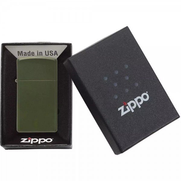 Запальничка бензинова вузька Zippo SlimⓇGreen Matte матовий зелений (1627)