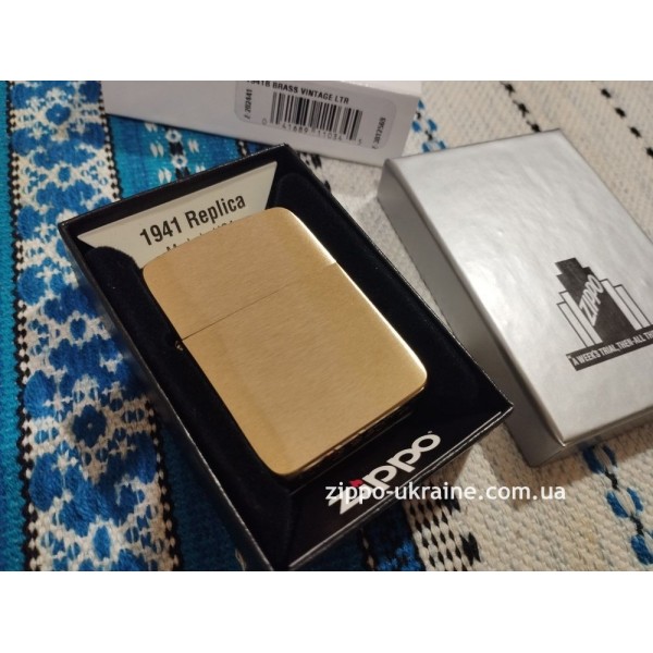  Запальничка Zippo Brushed Brass 1941B, матова латунь, дизайн 1941 року.