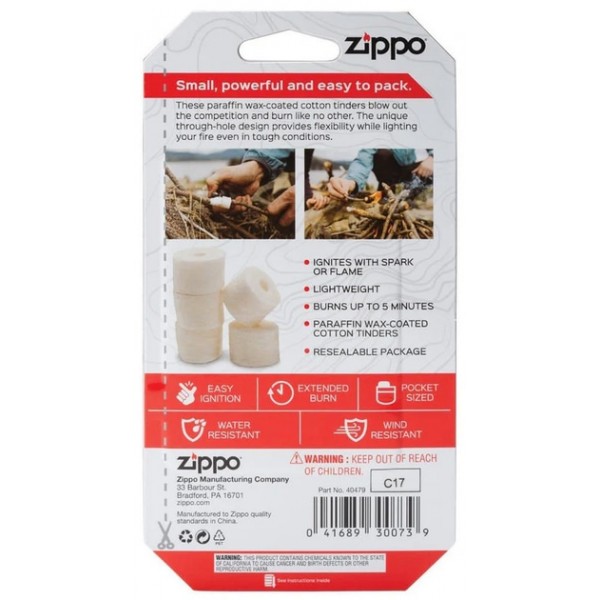 Трути для розведення вогню Zippo Easy Spark Tinder, блістер, картон 10 шт (2007559 Zippo)