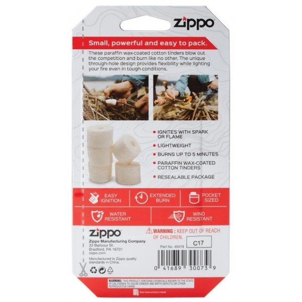 Трути для розведення вогню Zippo Easy Spark Tinder, блістер, картон 10 шт (2007559 Zippo)