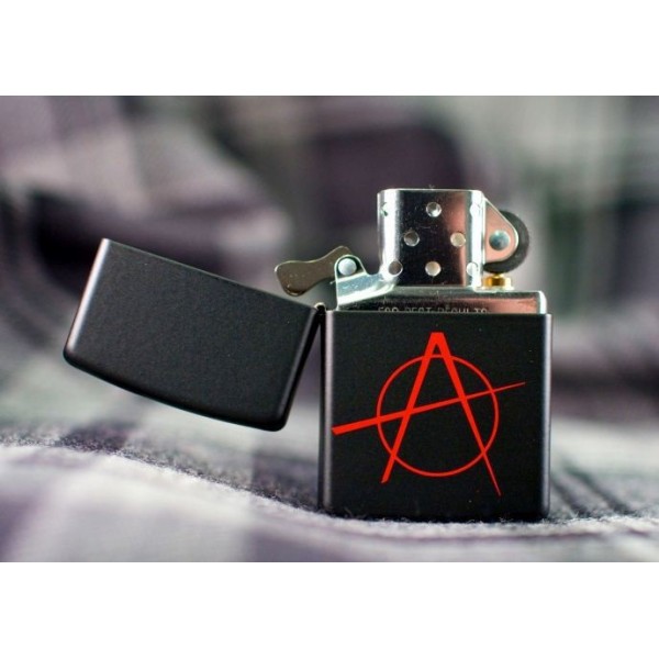 Запальничка Zippo 218, Black Matte Anarchy, 20842
