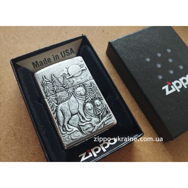 Зажигалка Zippo Timberwolves Emblem Brushed Chrome Timberwolves 20855