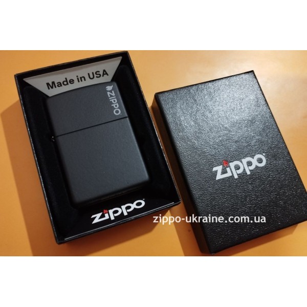  Запальничка Zippo Black Matte With Logo 218 ZL