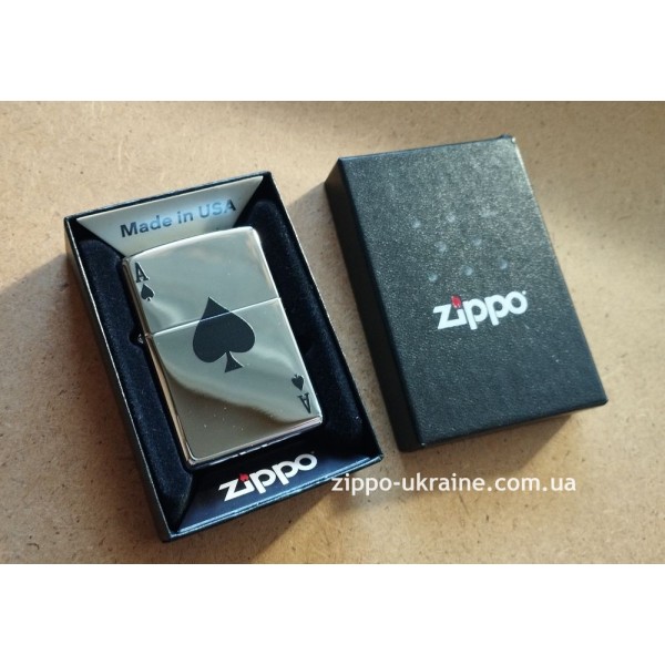 Зажигалка Zippo 24011 Reg Hi Polish Chr Lucky Ace серая 24011