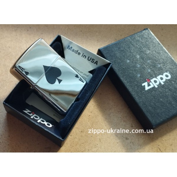  Запальничка Zippo 24011 Reg Hi Polish Chr Lucky Ace сіра 24011