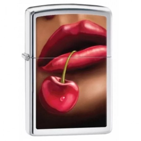 Зажигалка бензиновая ZIPPO Lips & Cherries High Polish Chrome, полированный хром (28655)