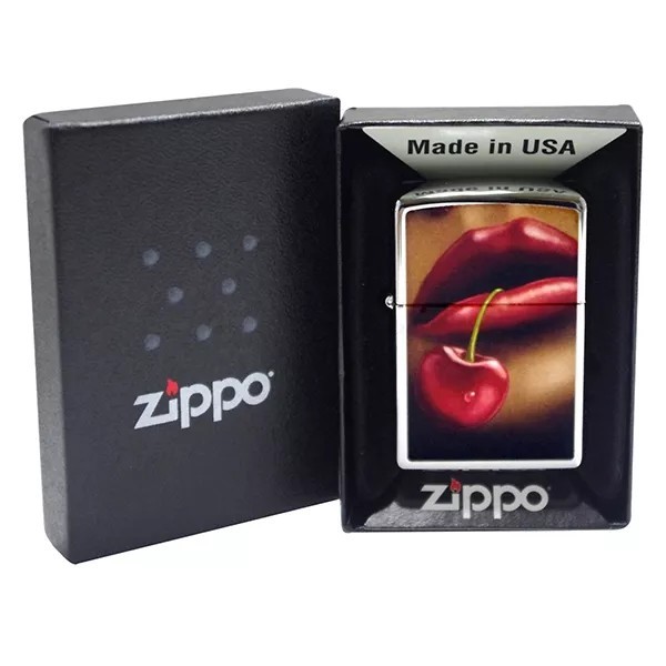 Запальничка бензинова ZIPPO Lips & Cherries High Polish Chrome, полірований хром (28655)