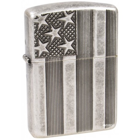  Запальничка Zippo 28974 Flag Armor Antique Silver Plate Срібляста