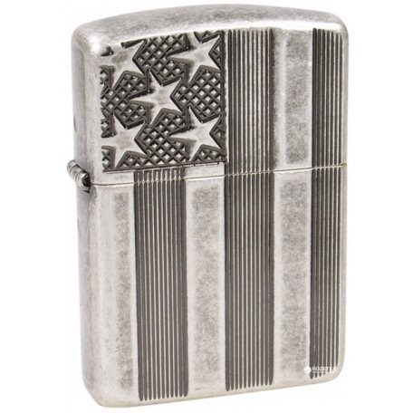  Запальничка Zippo 28974 Flag Armor Antique Silver Plate Срібляста