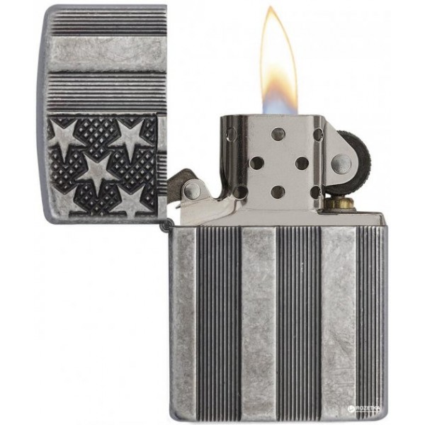  Запальничка Zippo 28974 Flag Armor Antique Silver Plate Срібляста