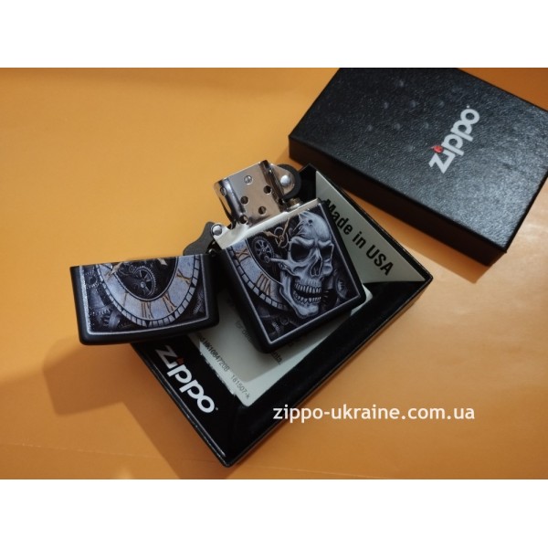 Запальничка Zippo 218 Skull Clock Design чорна (29854)
