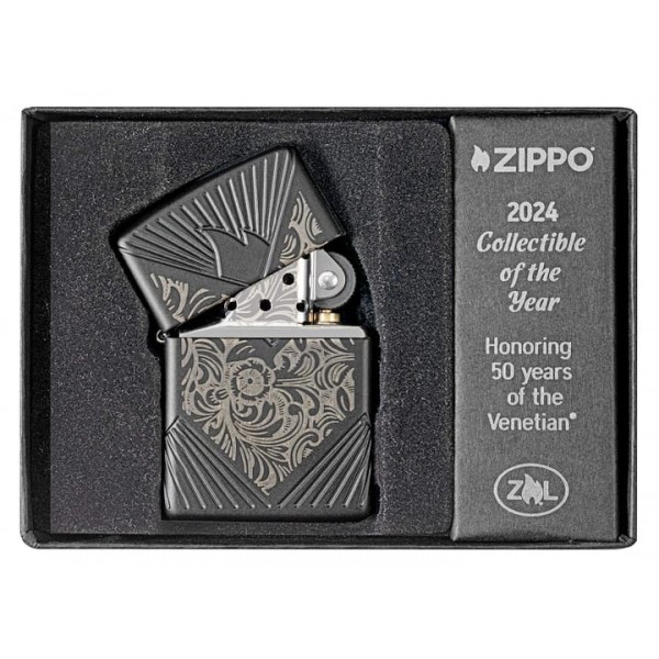 Колекційна запальничка Zippo лімітована бензинова армована 2024 COY Florentine - EMEA Чорна (46025 z)