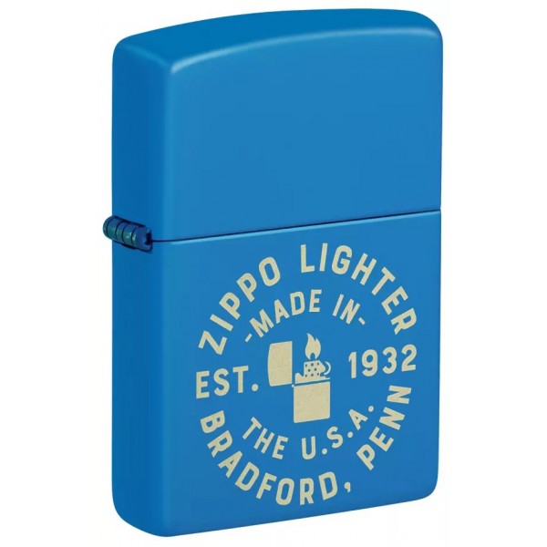 Запальничка бензинова Zippo Seal Laser Engraved Design Sky Blue Matte небесно блакитна (46173)