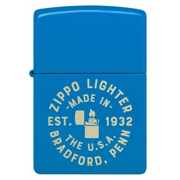 Запальничка бензинова Zippo Seal Laser Engraved Design Sky Blue Matte небесно блакитна (46173)