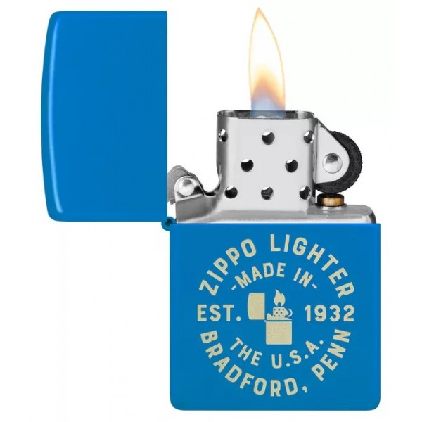 Запальничка бензинова Zippo Seal Laser Engraved Design Sky Blue Matte небесно блакитна (46173)