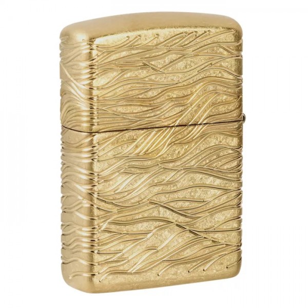 Запальничка армована бензинова ZIPPO Armor® 360° MultiCut Tumbled Brass Luxury Waves, золотиста (46273)