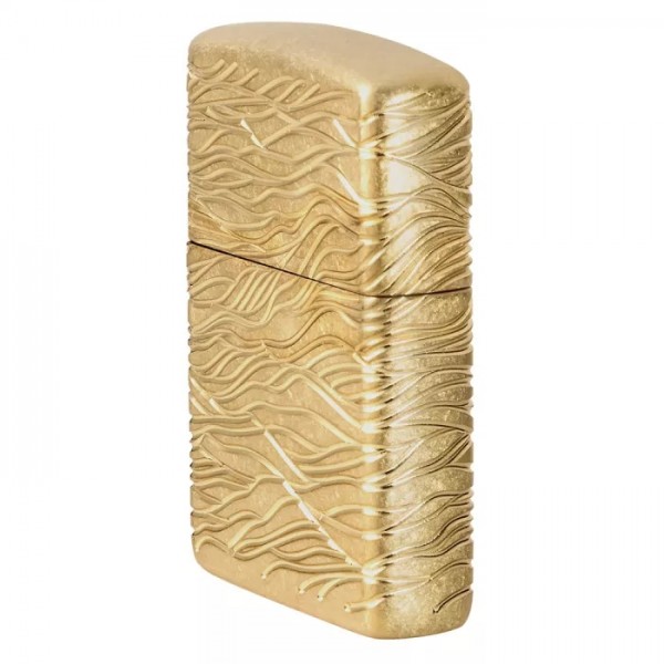 Запальничка армована бензинова ZIPPO Armor® 360° MultiCut Tumbled Brass Luxury Waves, золотиста (46273)