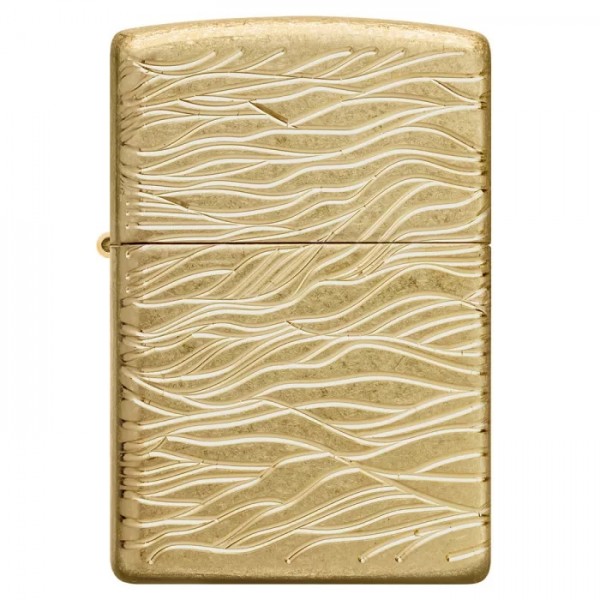 Запальничка армована бензинова ZIPPO Armor® 360° MultiCut Tumbled Brass Luxury Waves, золотиста (46273)