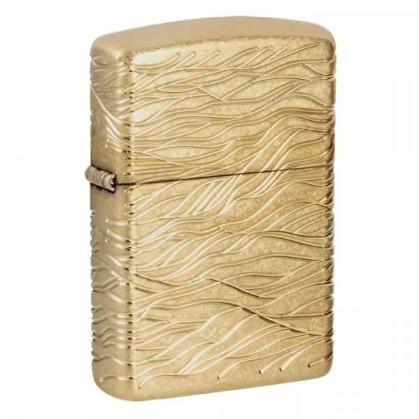 Запальничка армована бензинова ZIPPO Armor® 360° MultiCut Tumbled Brass Luxury Waves, золотиста (46273)