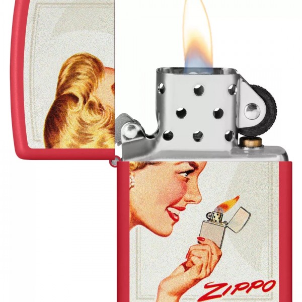Запальнички бензинові набір ZIPPO Red Matte и Black Matte Vintage Ad Lighter Set, червона, чорна (46295)