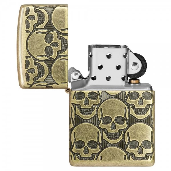 Запальничка армована бензинова Zippo Armor® MultiCut Photo Image 360 Cackling Cranium Design антична латунь (46302)