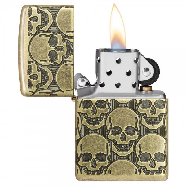 Запальничка армована бензинова Zippo Armor® MultiCut Photo Image 360 Cackling Cranium Design антична латунь (46302)