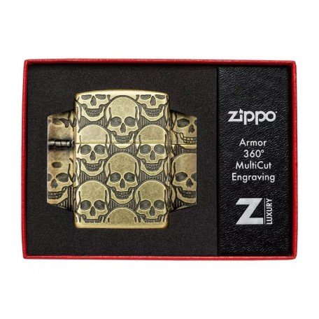 Запальничка армована бензинова Zippo Armor® MultiCut Photo Image 360 Cackling Cranium Design антична латунь (46302)