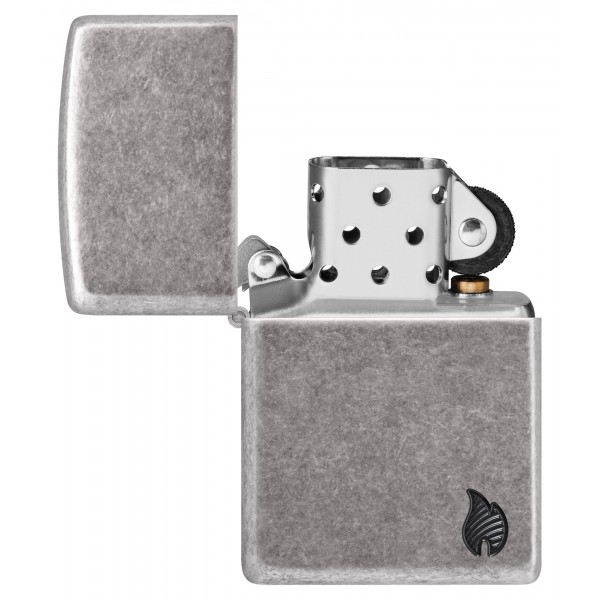 Запальничка Zippo Armor Antique Silver Plt Flame Design 46399
