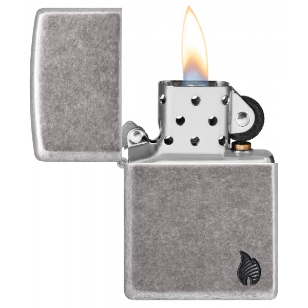 Запальничка Zippo Armor Antique Silver Plt Flame Design 46399