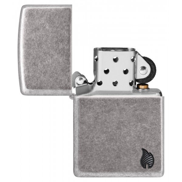 Запальничка Zippo Armor Antique Silver Plt Flame Design 46399