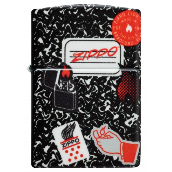 Зажигалка бензиновая ZIPPO Notebook Zippo Design, черный (46707)
