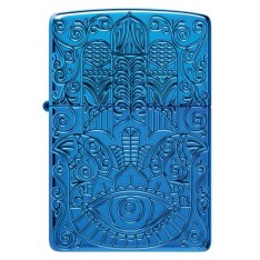 Запальничка армована бензинова ZIPPO Armor® High Polish Blue Hamsa Design, блакитний полірований (46752)