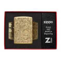 Зажигалка армированная бензиновая ZIPPO Armor® Tumbled Brass 1932 Filigree Design, золотистая (46776)