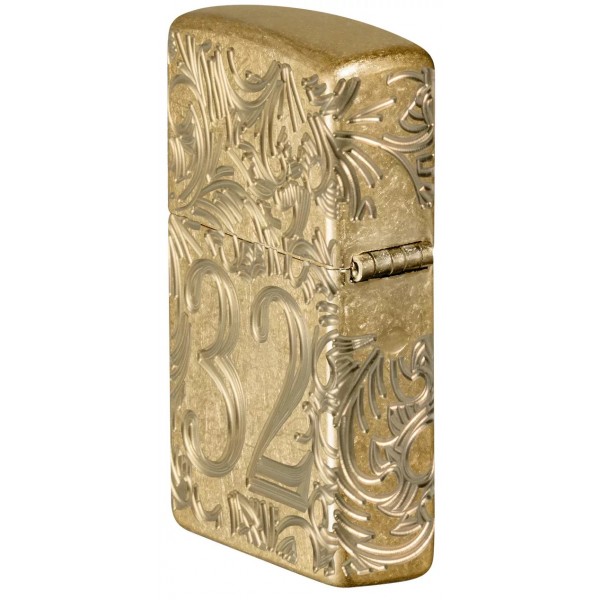 Запальничка армована бензинова ZIPPO Armor® Tumbled Brass 1932 Filigree Design, золотиста (46776)
