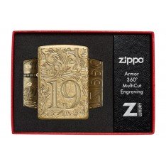 Зажигалка армированная бензиновая ZIPPO Armor® Tumbled Brass 1932 Filigree Design, золотистая (46776)