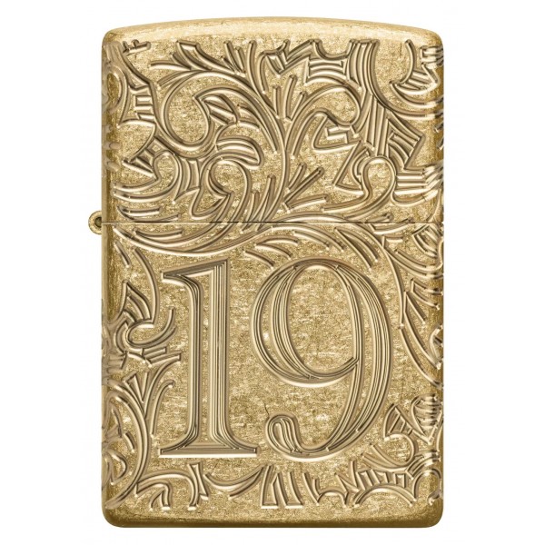 Зажигалка армированная бензиновая ZIPPO Armor® Tumbled Brass 1932 Filigree Design, золотистая (46776)