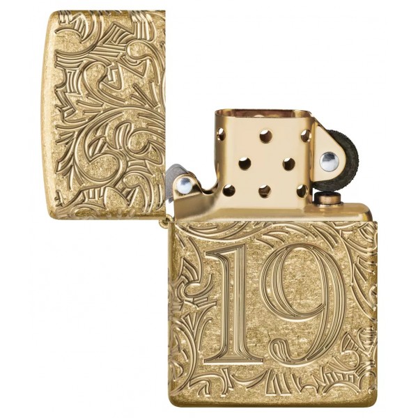 Запальничка армована бензинова ZIPPO Armor® Tumbled Brass 1932 Filigree Design, золотиста (46776)