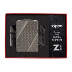 Запальничка армована бензинова ZIPPO Armor® Black Ice® MultiCut Photo Image 360 Elegant Dots Design, чорний лід (46812)