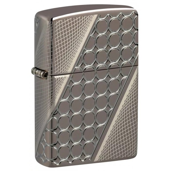 Запальничка армована бензинова ZIPPO Armor® Black Ice® MultiCut Photo Image 360 Elegant Dots Design, чорний лід (46812)