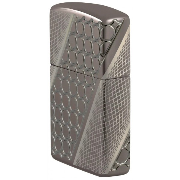 Запальничка армована бензинова ZIPPO Armor® Black Ice® MultiCut Photo Image 360 Elegant Dots Design, чорний лід (46812)