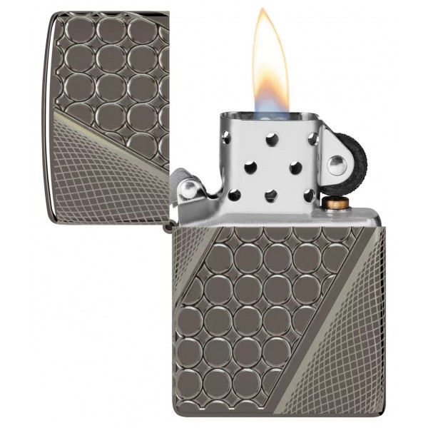 Запальничка армована бензинова ZIPPO Armor® Black Ice® MultiCut Photo Image 360 Elegant Dots Design, чорний лід (46812)