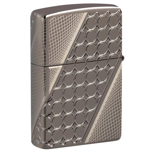 Запальничка армована бензинова ZIPPO Armor® Black Ice® MultiCut Photo Image 360 Elegant Dots Design, чорний лід (46812)