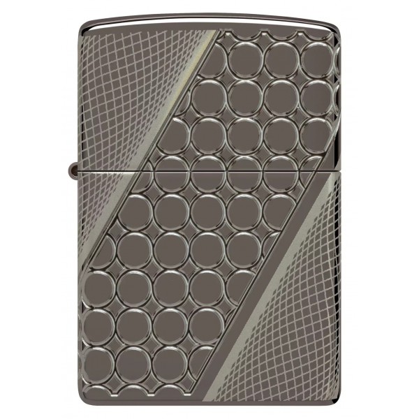 Запальничка армована бензинова ZIPPO Armor® Black Ice® MultiCut Photo Image 360 Elegant Dots Design, чорний лід (46812)