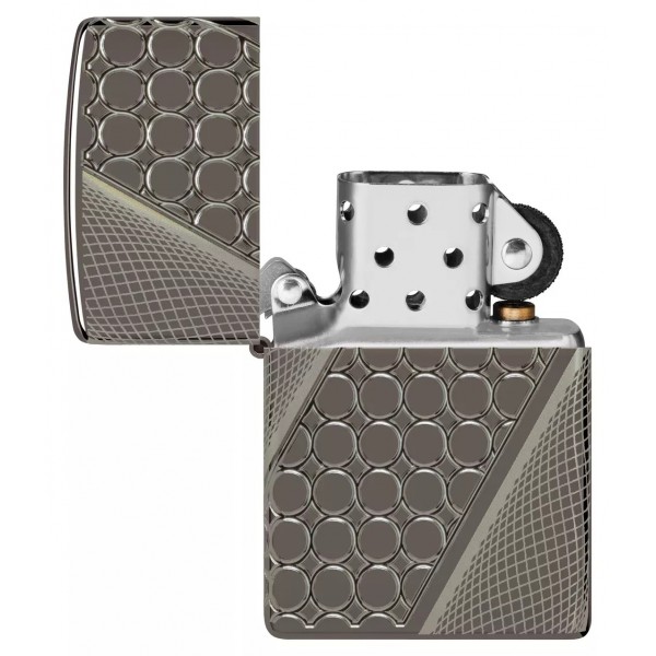 Запальничка армована бензинова ZIPPO Armor® Black Ice® MultiCut Photo Image 360 Elegant Dots Design, чорний лід (46812)