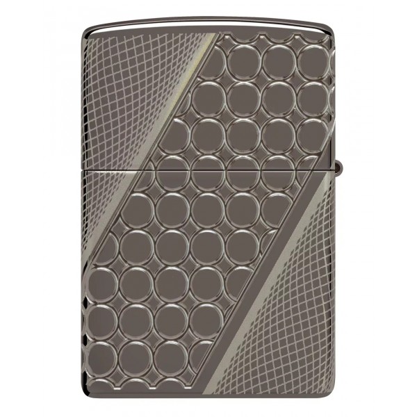Запальничка армована бензинова ZIPPO Armor® Black Ice® MultiCut Photo Image 360 Elegant Dots Design, чорний лід (46812)