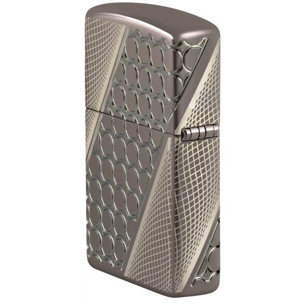 Запальничка армована бензинова ZIPPO Armor® Black Ice® MultiCut Photo Image 360 Elegant Dots Design, чорний лід (46812)