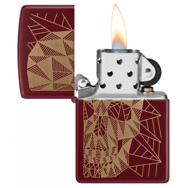 Запальничка бензинова ZIPPO Reg Merlot Matte Geometric Skull Design червоний (46835)