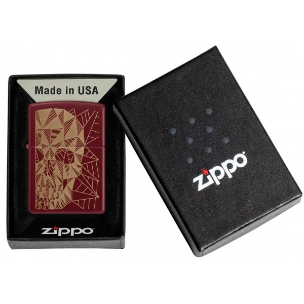Запальничка бензинова ZIPPO Reg Merlot Matte Geometric Skull Design червоний (46835)